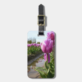 Etiqueta De Bagagem Campos & reflexões roxos da tulipa