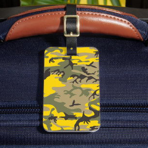 Etiqueta De Bagagem Camuflagem Amarela e Verde, Militar, Exército