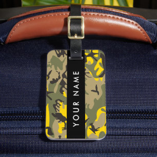 Etiqueta De Bagagem Camuflagem Amarela e Verde Seu nome Personaliza