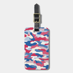 Etiqueta De Bagagem Camuflagem Azul Branco Vermelho Personalizada