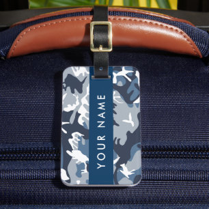 Etiqueta De Bagagem Camuflagem Azul Neve de Inverno Personalize seu no