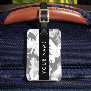 Etiqueta De Bagagem Camuflagem Cinza Neve de Inverno Personalize seu n