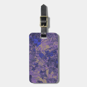 Etiqueta De Bagagem Camuflagem contra a flor azul