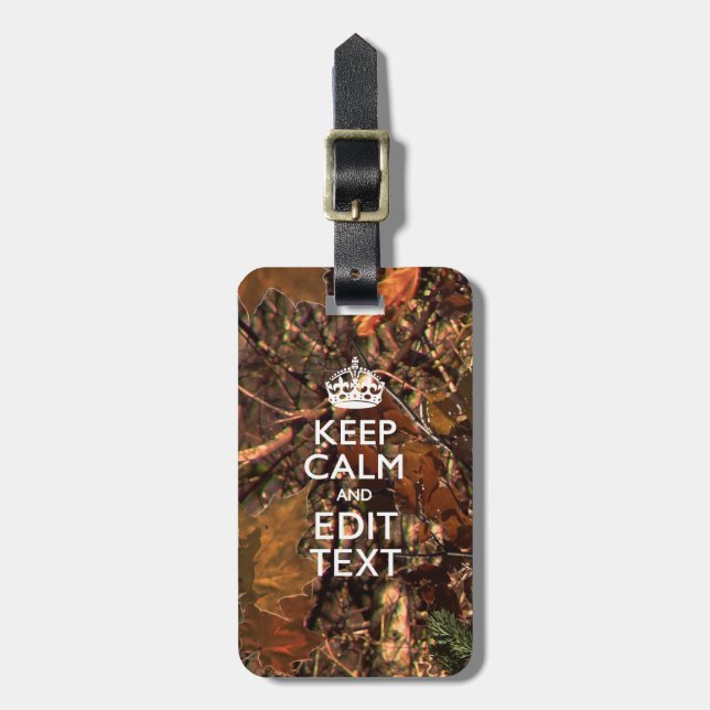 Etiqueta De Bagagem Camuflagem de madeiras profundas Mantenha calma Ma (Frente Vertical)