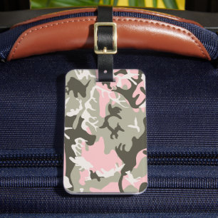 Etiqueta De Bagagem Camuflagem rosa e verde, Militares, Exército
