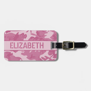 Etiqueta De Bagagem Camuflagem Rosa Personalizada