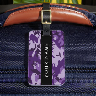 Etiqueta De Bagagem Camuflagem Roxa Seu Nome Personalize
