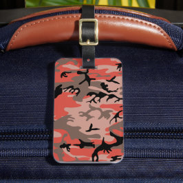 Etiqueta De Bagagem Camuflagem Vermelha e Marrom, Militar, Exército