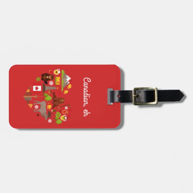 Etiqueta De Bagagem Canadiano. Coração canadense. (Frente Horizontal)