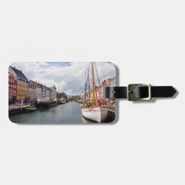 Etiqueta De Bagagem Canal com Barcos | Copenhague (Frente Horizontal)