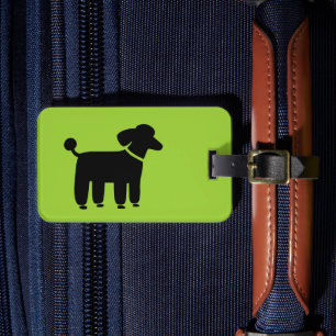 Etiqueta De Bagagem Caniche preta no verde (a cor é customizável)