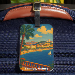 Etiqueta De Bagagem Cannes França Riviera Vintage