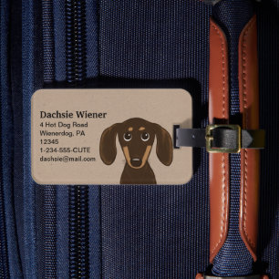 Etiqueta De Bagagem Cão bonito do Wiener dos desenhos animados do