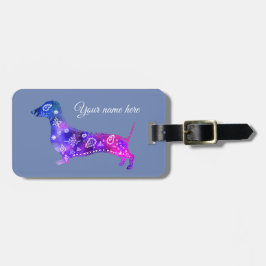 Etiqueta De Bagagem Cão da mandala, correia de couro do Tag da bagagem