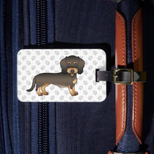 Etiqueta De Bagagem Cão de Cartoon Cachshund Cachshund com Cabelo Selv