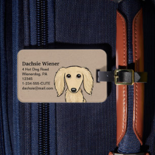 Etiqueta De Bagagem Cão de creme de cabelos compridos do Wiener dos