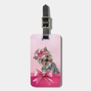Etiqueta De Bagagem Cão de filhote de cachorro cor-de-rosa da princesa