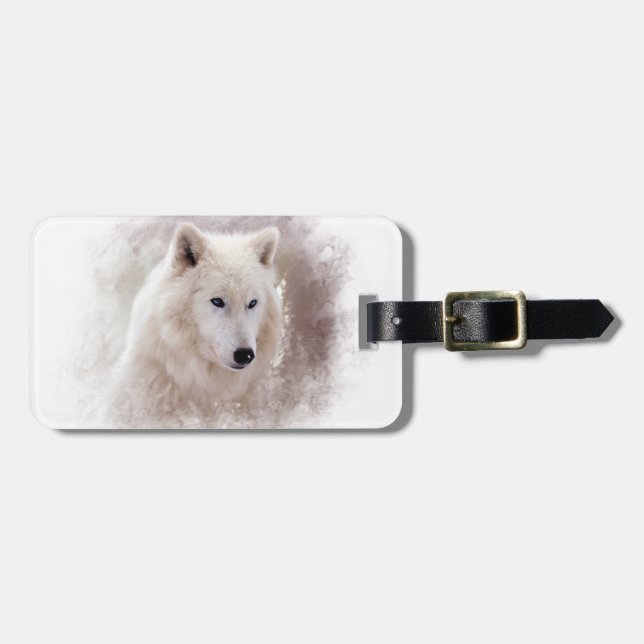 ETIQUETA DE BAGAGEM CÃO DE PUXAR TRENÓS SIBERIAN BRANCO (Frente Horizontal)