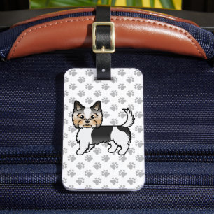 Etiqueta De Bagagem Cão e Texto do Cartoon de Cuta de Biewer Terrier