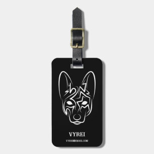 Etiqueta De Bagagem Cão Negro e Tribal Branco