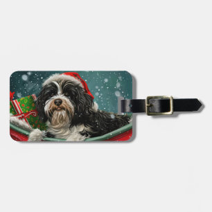 Etiqueta De Bagagem Cão Terrier Tibetano Natal Festivo