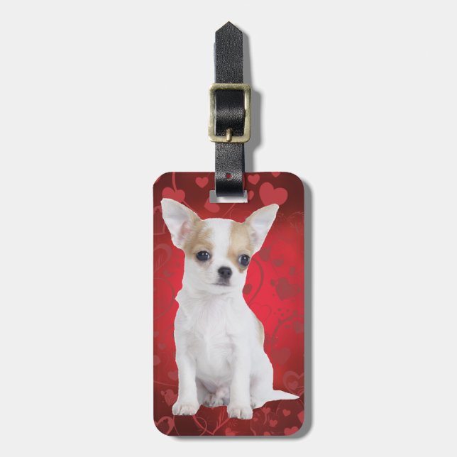 Etiqueta De Bagagem Cãozinho Chihuahua em vermelho (Frente Vertical)