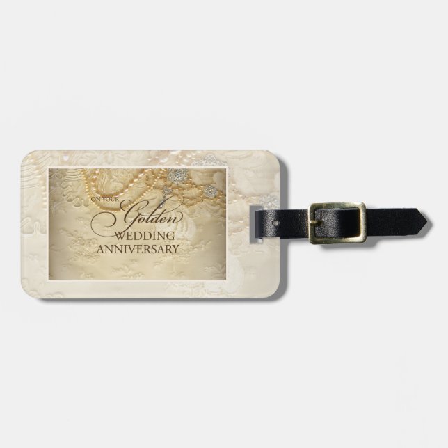 Etiqueta De Bagagem Capas personalizáveis de 50º aniversário de casame (Frente Horizontal)