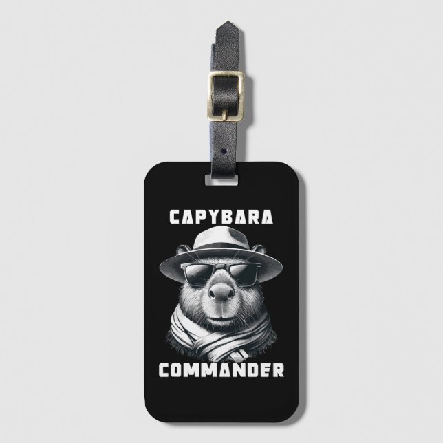 Etiqueta De Bagagem Capivara Com Óculos De Sol Capy Comandante (Frente Vertical)