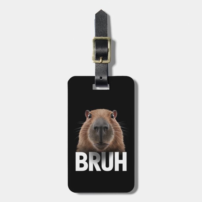 Etiqueta De Bagagem Capivara Engraçada Bruh  (Frente Vertical)