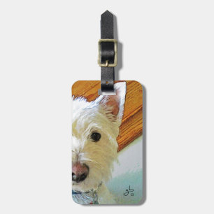 Etiqueta De Bagagem Cara do cão de Westie, olhando o