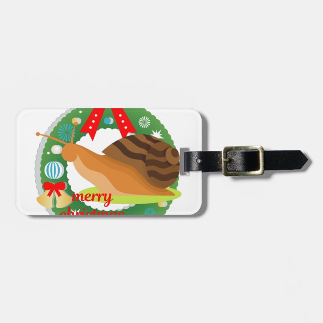 Etiqueta De Bagagem caracol de natal alegre (Frente Horizontal)