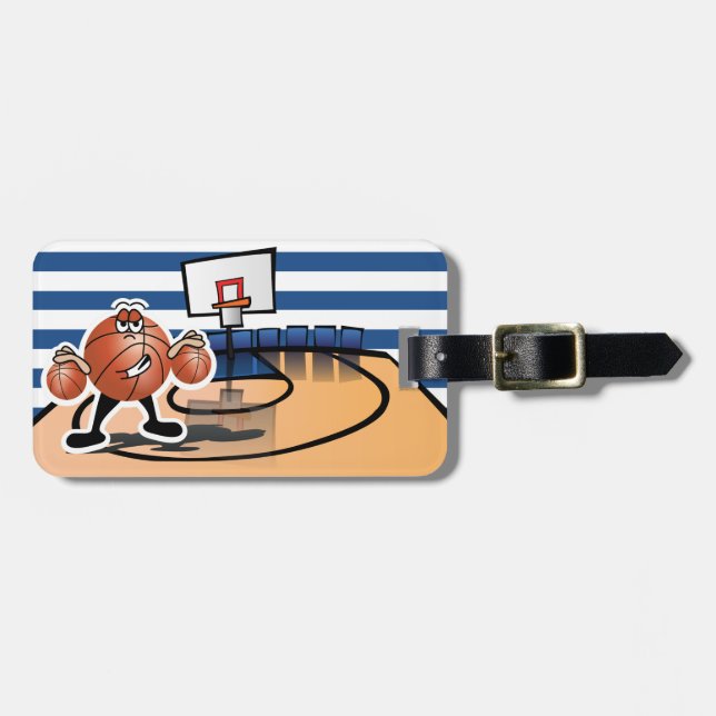Etiqueta De Bagagem Caractere Bobo de esporte de basquete (Frente Horizontal)