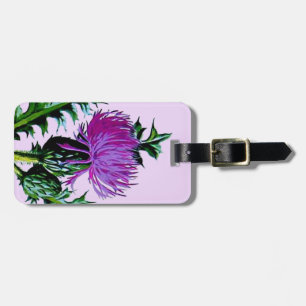 Etiqueta De Bagagem Cardo escocês roxo do jardim