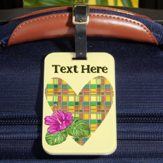 Etiqueta De Bagagem Caribbean Colorful Fabric Madras Tartan