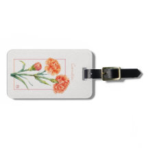 Carnation Coral Aguarela Botânica Nome Personaliza