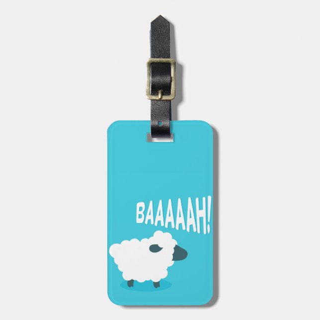 Etiqueta De Bagagem Carneiros azuis engraçados bonitos do balido dos (Frente Vertical)