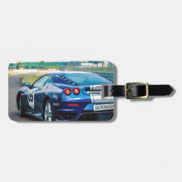 Etiqueta De Bagagem Carro de Corrida Azul