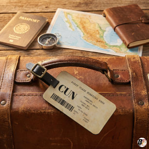 Etiqueta De Bagagem Cartão de Embarque Vintage de Primeira Classe CUN