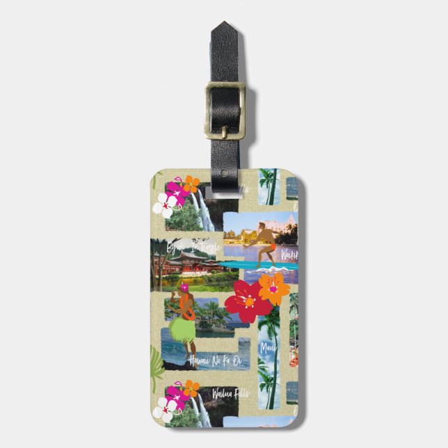 Etiqueta De Bagagem Cartão-postal Aloha Paradise Havaiano (Frente Vertical)