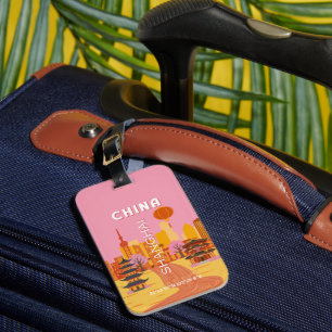 Etiqueta De Bagagem Cartaz Antigo de Viagens para Xangai, China