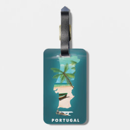 Etiqueta De Bagagem Cartaz de viagem com mapa de Portugal.