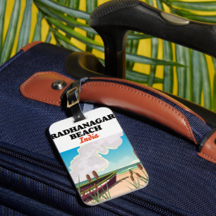 Etiqueta De Bagagem Cartaz de viagem da Praia de Radhanagar na Índia