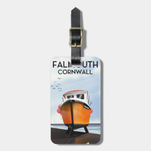 Etiqueta De Bagagem Cartaz de viagem de barco de pesca de Falmouth Cor