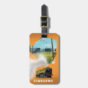 Etiqueta De Bagagem Cartaz de viagem ilustrado do mapa do Zimbábue