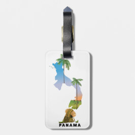 Etiqueta De Bagagem cartaz de viagem ilustrado mapa do Panamá.