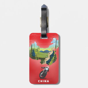 Etiqueta De Bagagem cartaz de viagem mapa ilustrado da China