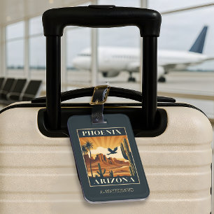 Etiqueta De Bagagem Cartaz de Viagem Retro Personalizado Phoenix Arizo