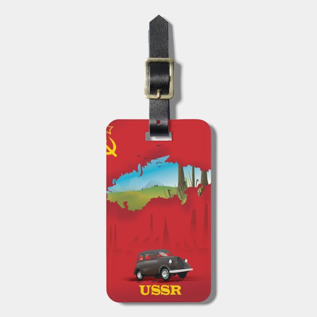 Etiqueta De Bagagem Cartaz ilustrado do mapa da URSS (Frente Vertical)