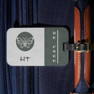 Etiqueta De Bagagem Carteira De Borboletas Monograma Linen
