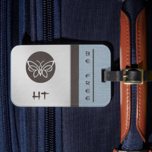 Etiqueta De Bagagem Carteira De Borboletas Monograma Linen